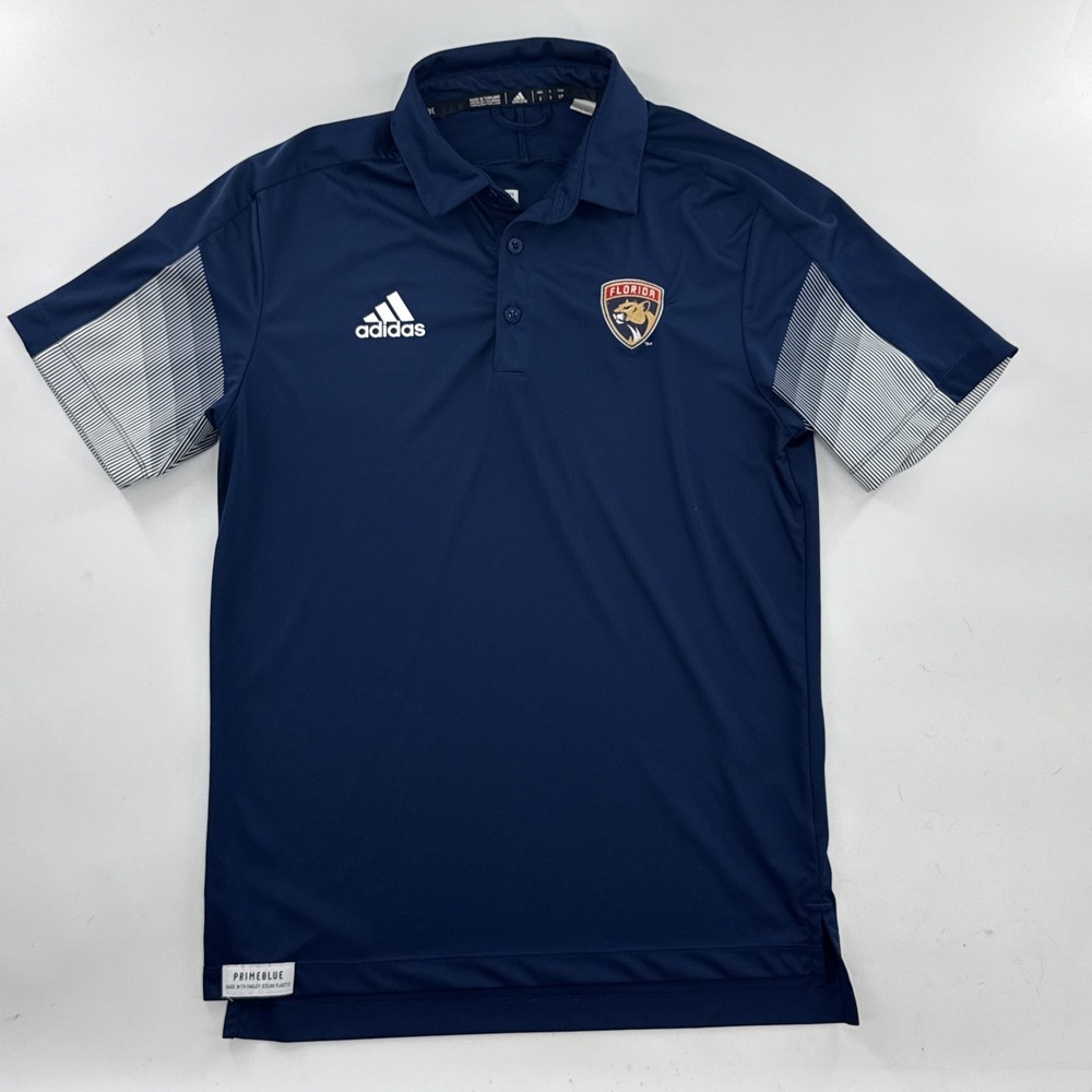 Florida Panthers Adidas Men's Navy and Blue Polo-shirts Primeblue Size S